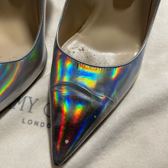 Jimmy Choo Abel 37.5 Disco Mirror Hologram Heels - Picture 6 of 8